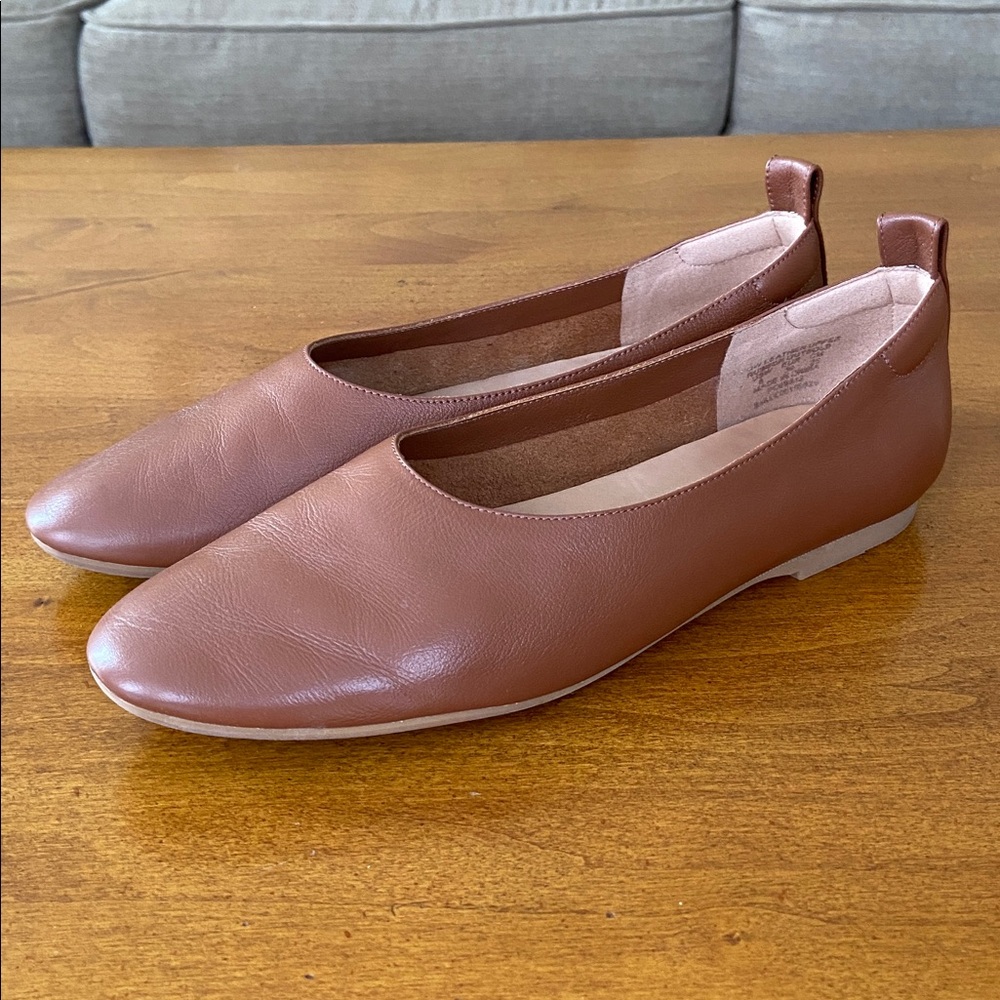 Quince Italian Leather Glove Ballet Flat Shoe, Cognac (Brown), 8 - Picture 2 of 13